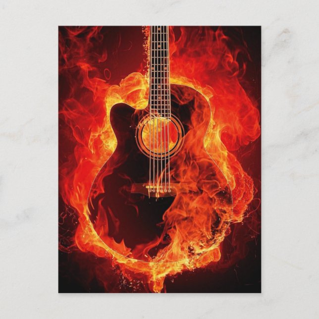 Carte Postale Guitare en feu (Devant)