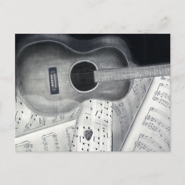 Carte postale Guitare & Partition Music (Devant)