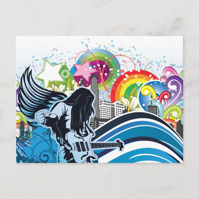 Carte Postale Guitare Player ~ Rock Heavy Metal Band Musique (Devant)