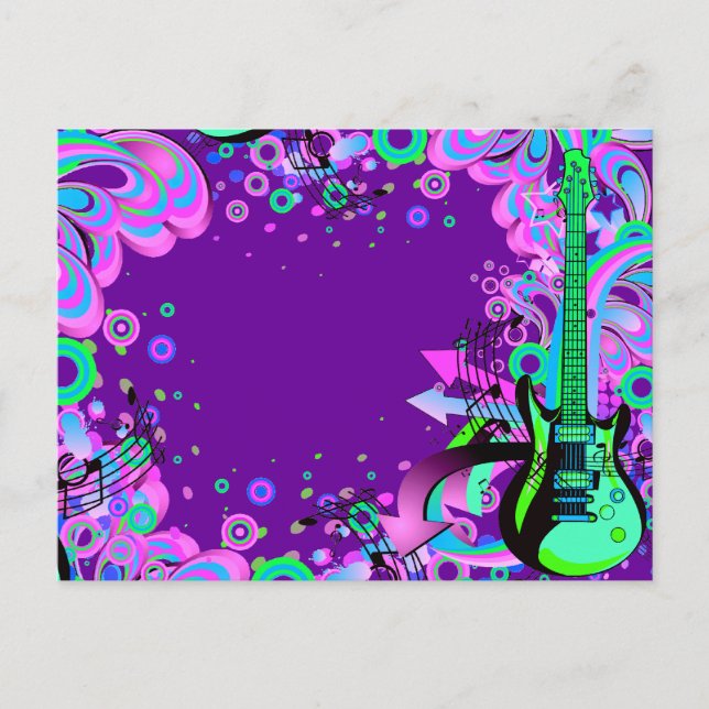 Carte Postale Guitare sauvage (violet) (Devant)