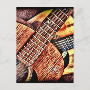 Carte Postale Guitares à fort contraste
