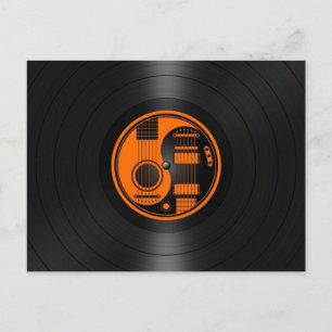 Carte Postale Guitares Yin Yang orange et noir Vinyl Graphisme