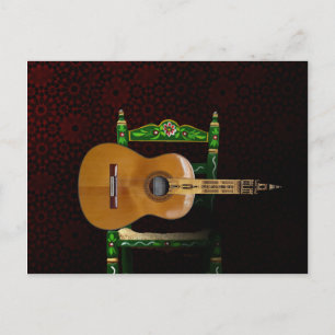 Carte Postale Guitarra española con Giralda de Sevilla y silla.