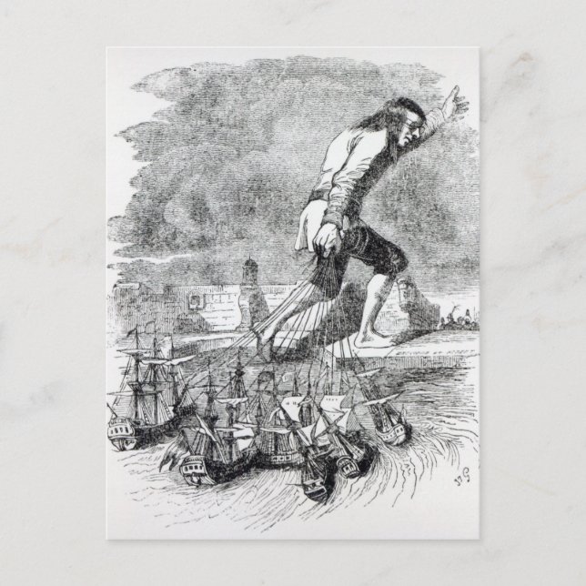 Carte Postale Gulliver a volé la flotte blefuscudienne (Devant)