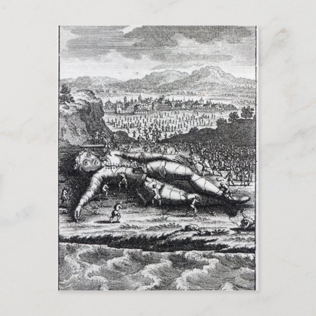 Carte Postale Gulliver capturé par les Lilliputiens (Devant)