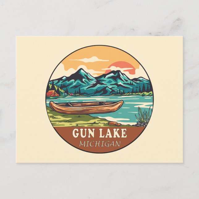 Carte Postale Gun Lake Michigan Emblème de pêche nautique (Devant)