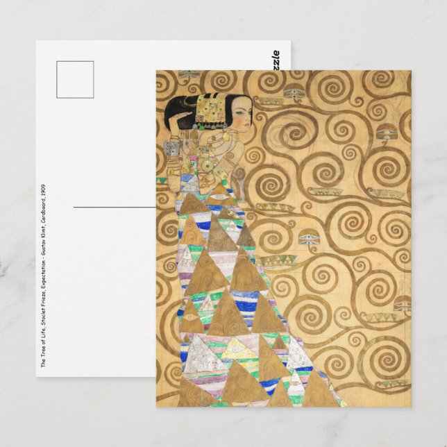 Carte Postale Gustav Klimt - Attente, Stoclet Frieze (Devant / Derrière)