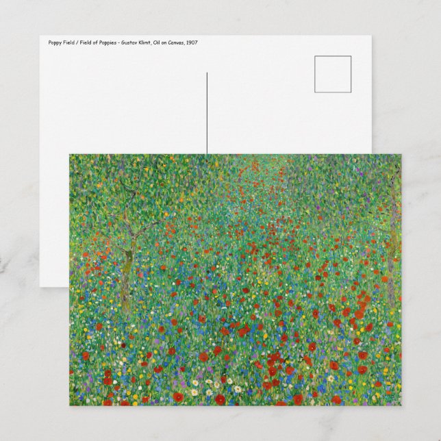 Carte Postale Gustav Klimt - Champ de pavot (Devant / Derrière)