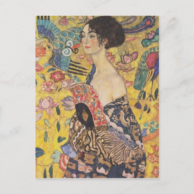 Carte Postale Gustav Klimt - Femme fan (Devant)