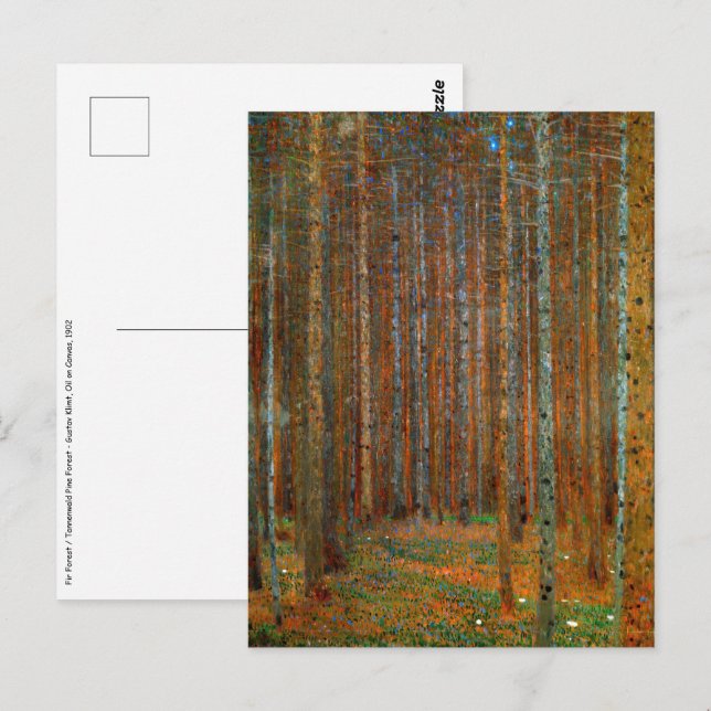 Carte Postale Gustav Klimt - Forêt de pins de Tannenwald (Devant / Derrière)