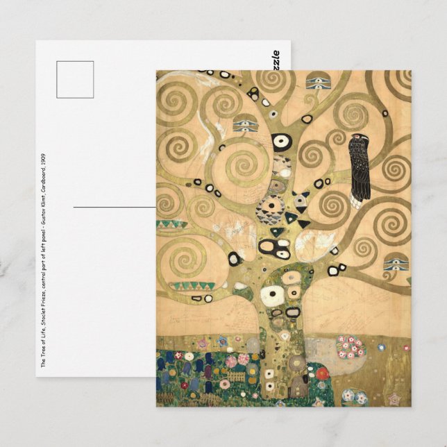 Carte Postale Gustav Klimt - L'Arbre de Vie, La Frieze Stoclet (Devant / Derrière)