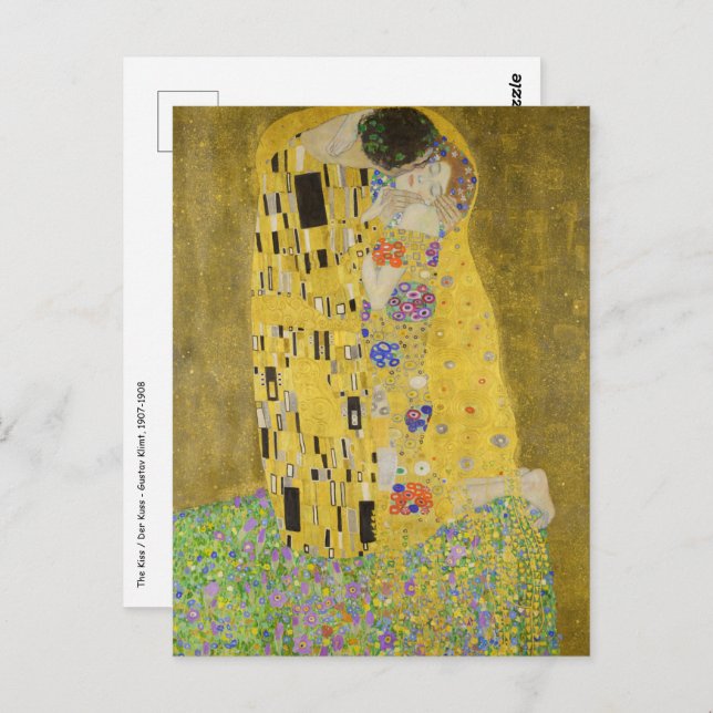 Carte Postale Gustav Klimt - Le baiser (Devant / Derrière)