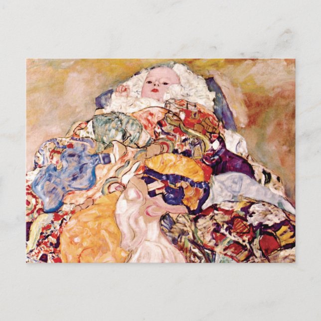 Carte Postale Gustav Klimt - Le berceau de bébé - Nouveau-né (Devant)