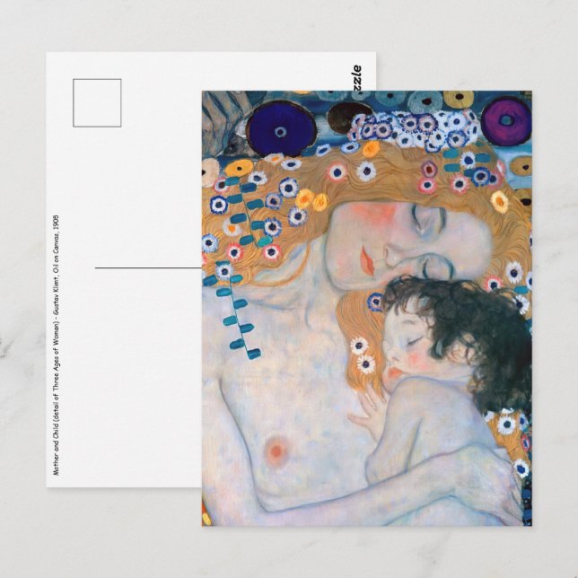 Carte Postale Gustav Klimt - Mère et Enfant (Devant / Derrière)