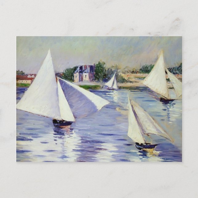 Carte Postale Gustave Caillebotte - Bateaux à voile sur la Seine (Devant)