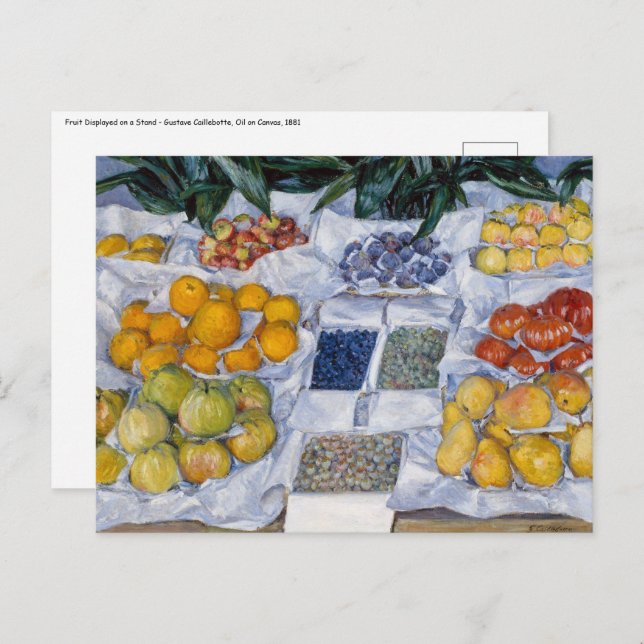 Carte Postale Gustave Caillebotte - Fruits présentés sur un socl (Devant / Derrière)