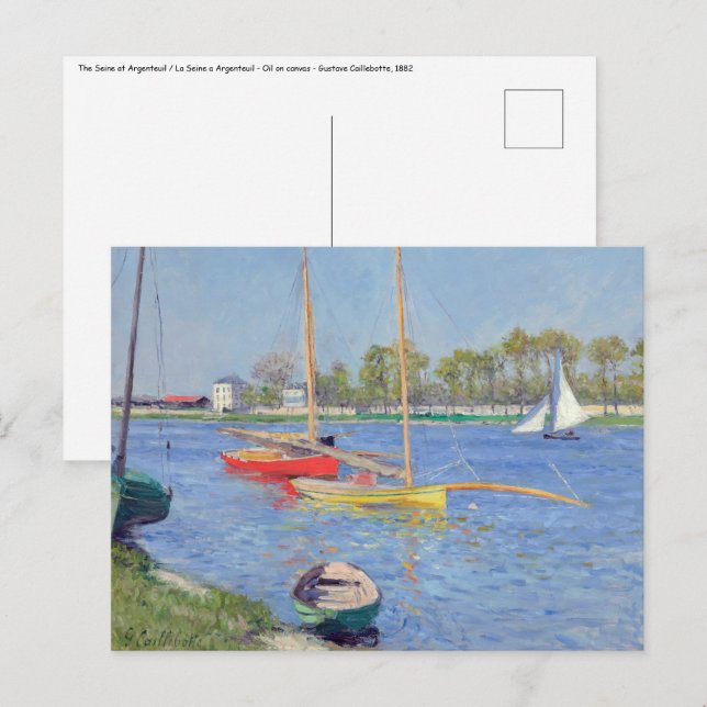 Carte Postale Gustave Caillebotte - La Seine à Argenteuil (Devant / Derrière)