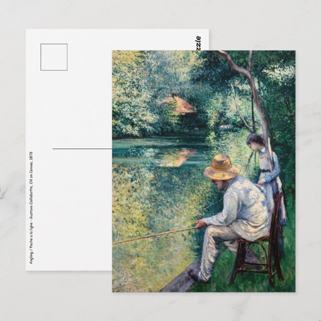 Carte Postale Gustave Caillebotte - Pêche à la ligne (Devant / Derrière)