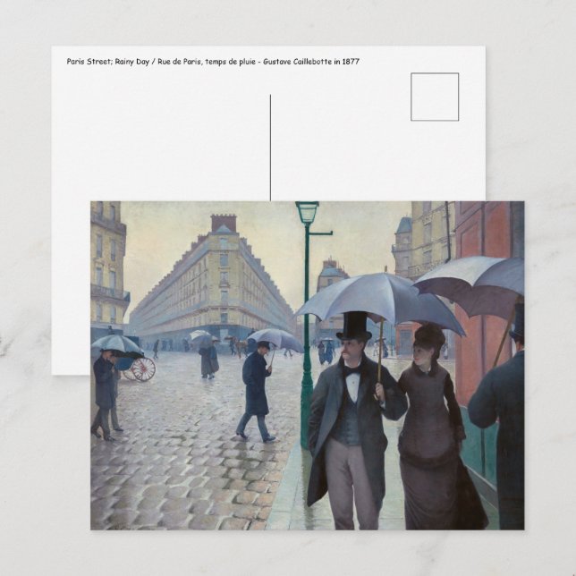 Carte Postale Gustave Caillebotte - Rue de Paris par temps de pl (Devant / Derrière)