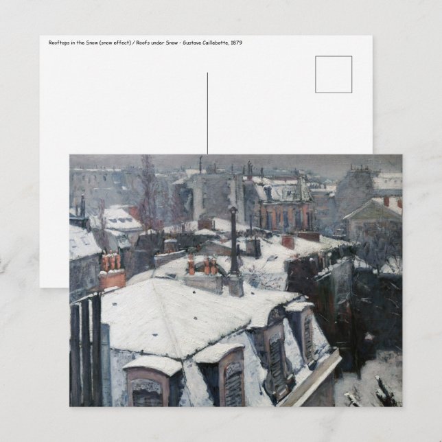 Carte Postale Gustave Caillebotte - Toits dans la neige (Devant / Derrière)