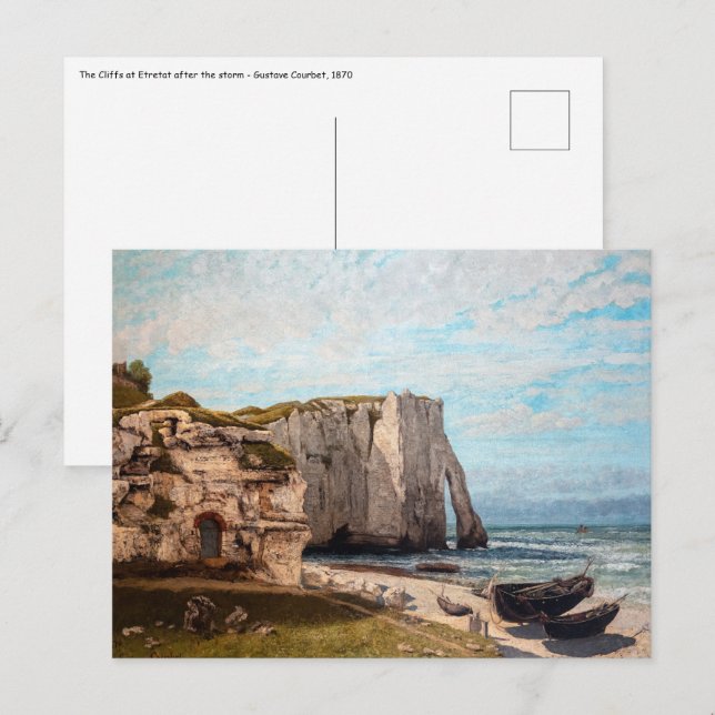 Carte Postale Gustave Courbet - Falaises à Etretat après la temp (Devant / Derrière)
