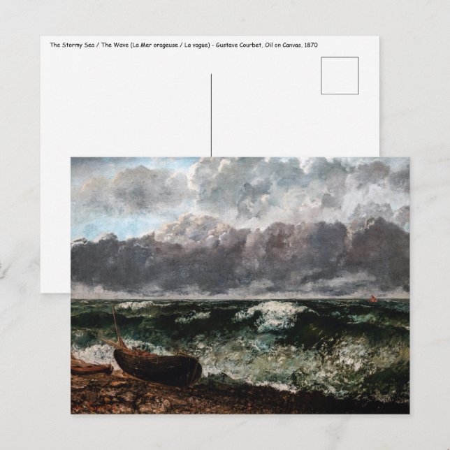 Carte Postale Gustave Courbet - La Mer Stormy / La Vague (Devant / Derrière)
