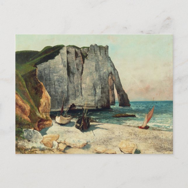 Carte Postale Gustave Courbet | Les falaises d'Etretat, le port (Devant)