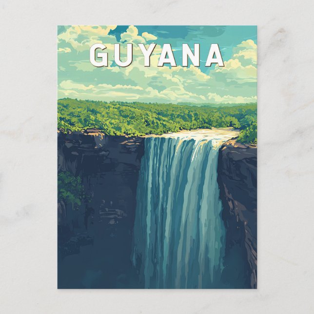 Carte Postale Guyana Illustration Travel Art Vintage (Devant)