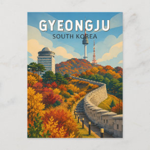 Carte Postale Gyeongju Corée du Sud Illustration Voyage Art