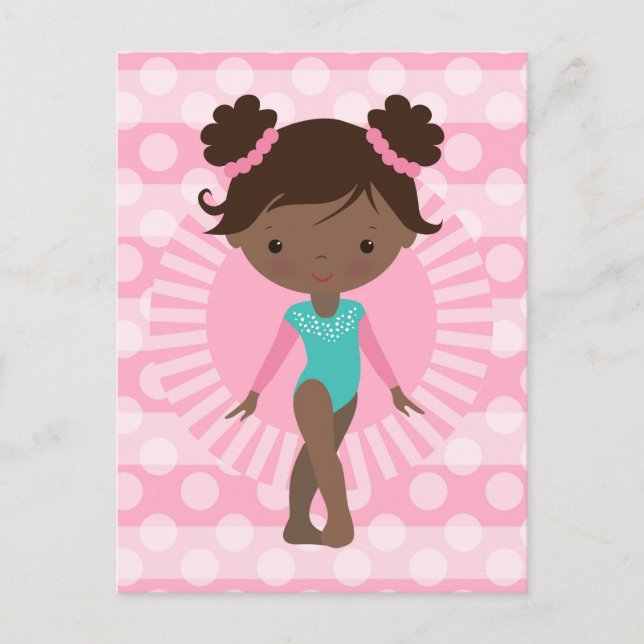 Carte Postale Gymnaste - Cute Gymnastique Africaine-Américaine (Devant)