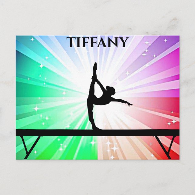 Carte Postale Gymnaste de fille en équilibre sur la flambée arc- (Devant)