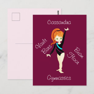 Carte Postale Gymnastics Ginger Hair, Green Eyes, Black Leo 