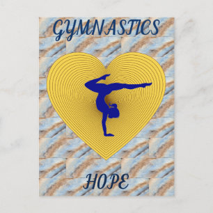 Carte Postale Gymnastique coeur or avec gymnaste