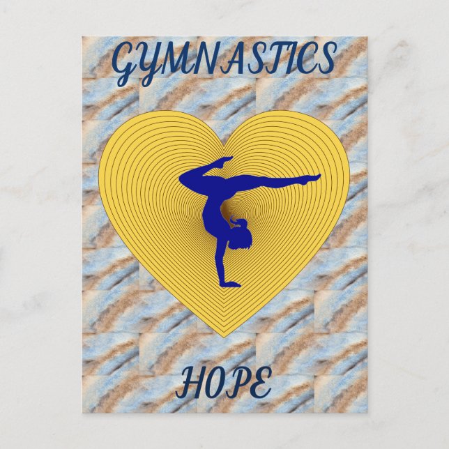 Carte Postale Gymnastique coeur or avec gymnaste (Devant)