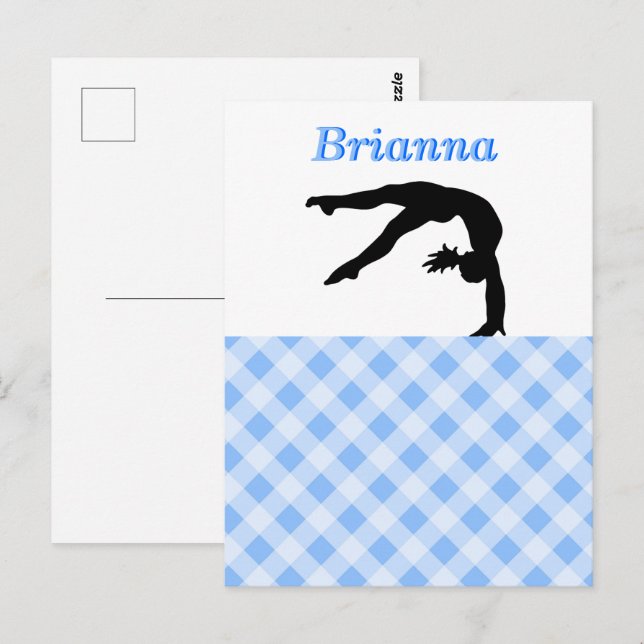 Carte Postale Gymnastique Fille Blissful en Bleu Personnalisé (Devant / Derrière)