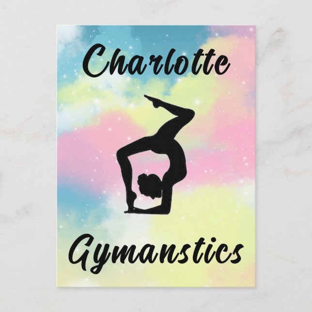 Carte Postale Gymnastique Pastel Rose Bleu Jaune Personnalisé (Devant)