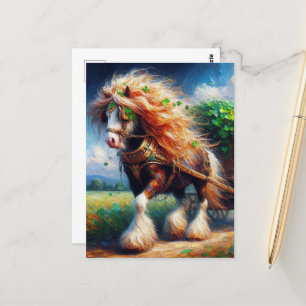 Carte Postale Gypsy Vanner tirer une cargaison de Shamrocks