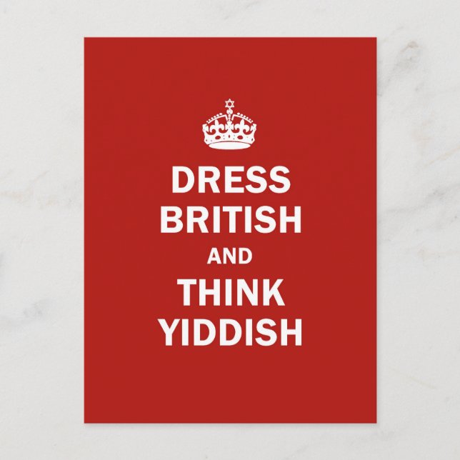 Carte Postale Habillez les Anglais et pensez Yiddish (Devant)