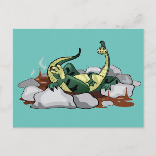 Carte Postale Hadrosaurus Se Détendre Dans Un Jacuzzi.