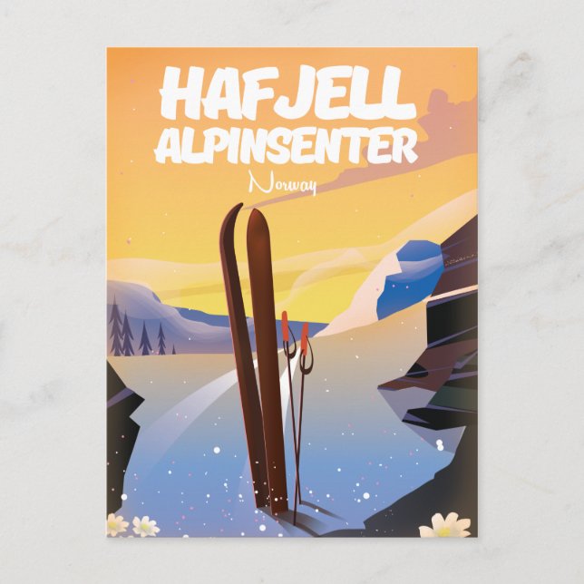 Carte Postale hafjell alpinsenter Norvège belle affiche de ski. (Devant)