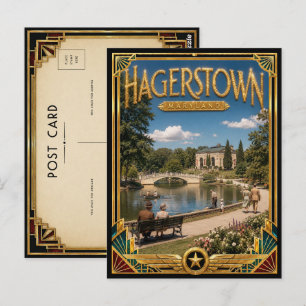 Carte Postale Hagerstown Maryland Art Déco vintage Âge d'or