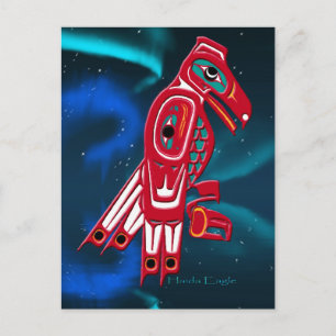 Carte Postale Haida Eagle & Aurora Amérindiens Art Design