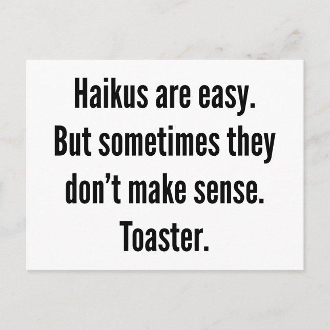 Carte Postale Haikus est facile (Devant)