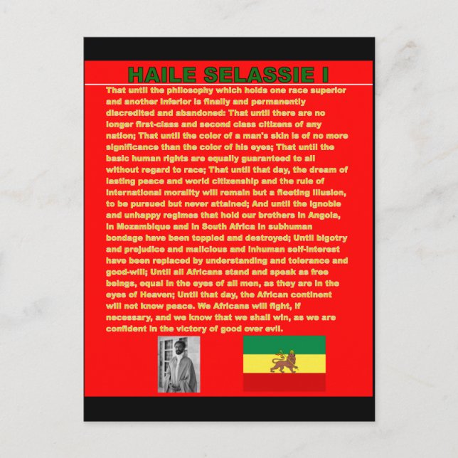 Carte Postale Haile Selassie Discours de guerre célèbre à l'ONU  (Devant)
