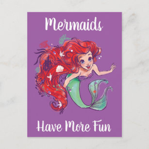 Carte Postale Hair Princesse Ariel aquarelle décorée