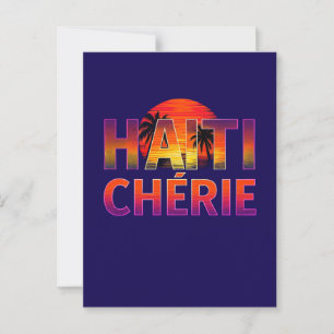 Carte postale Haïti Chérie – Sunset tropical néon 