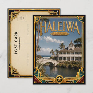 Carte Postale Haleiwa Hawaii Art Déco Vintage Âge d'Or