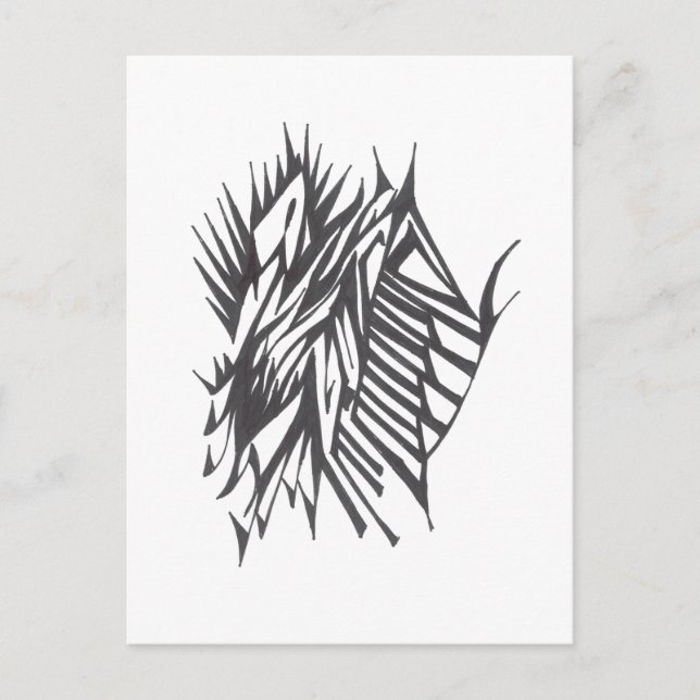 Carte Postale Half & Half Black White Abstract Tribal Tattoo Art (Devant)