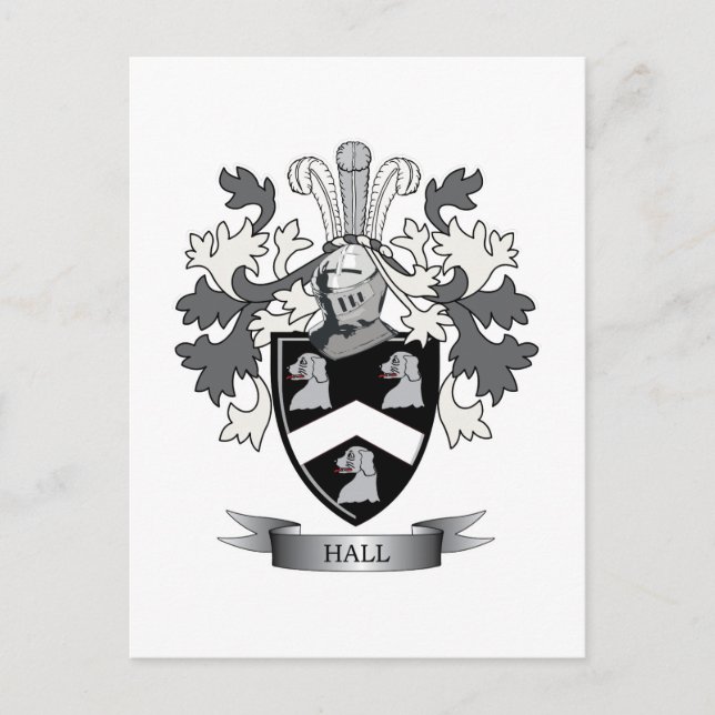 Carte Postale Hall Famille Crest Armoiries (Devant)