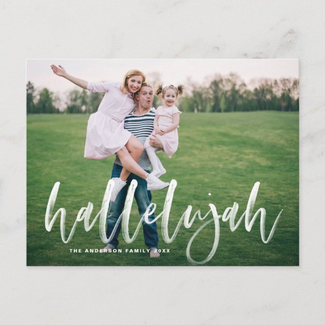Carte Postale Hallelujah Brosse Lettres Photo Overlay Noël (Devant)